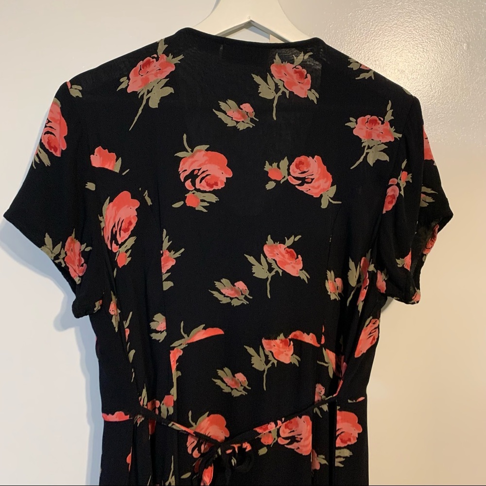 Indira L rayon midi dress ditzy floral flowers roses button front lined soft - Picture 10 of 14
